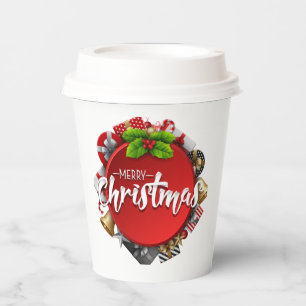 Classic Merry Christmas Red Holiday Party Festive Paper Cups