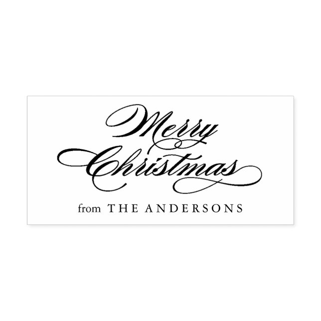 Classic Merry Christmas Script Return Address Rubber Stamp (Imprint)