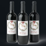 Classic Merry Christmas Winter Holiday Wreath Wine Label<br><div class="desc">Beautiful winter wreath and deer scene.  Ideal for all your Merry Christmas greetings this holiday season.  Easily customise to make it your own.</div>