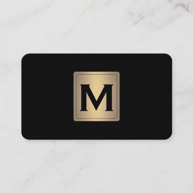 Classic Metallic Label with Monogram Business Card (Front)