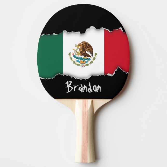 Classic Mexican Flag Ping Pong Paddle (Front)