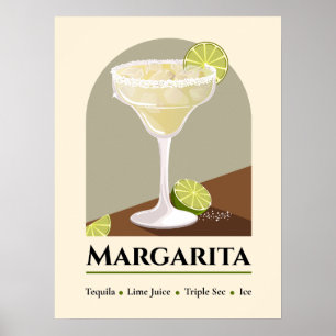 Classic Mexican Margarita with Salt Rim Recipe Art Poster