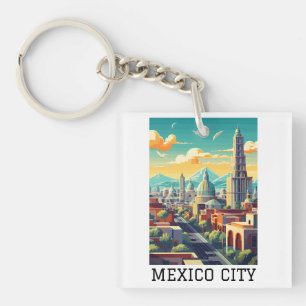 Classic Mexico City CDMX Retro Vintage Travel Key Ring