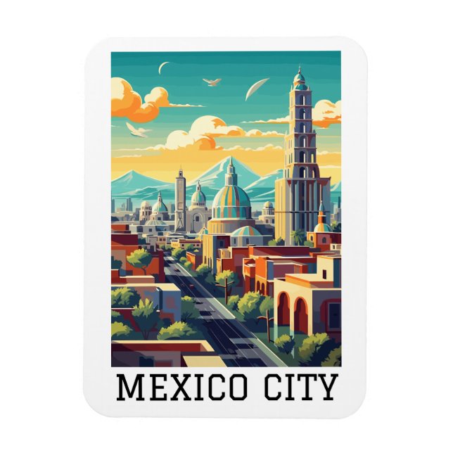 Classic Mexico City CDMX Retro Vintage Travel Magnet (Vertical)