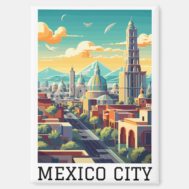 Classic Mexico City CDMX Retro Vintage Travel Magnet (Front)