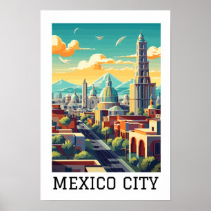 Classic Mexico City CDMX Retro Vintage Travel Poster