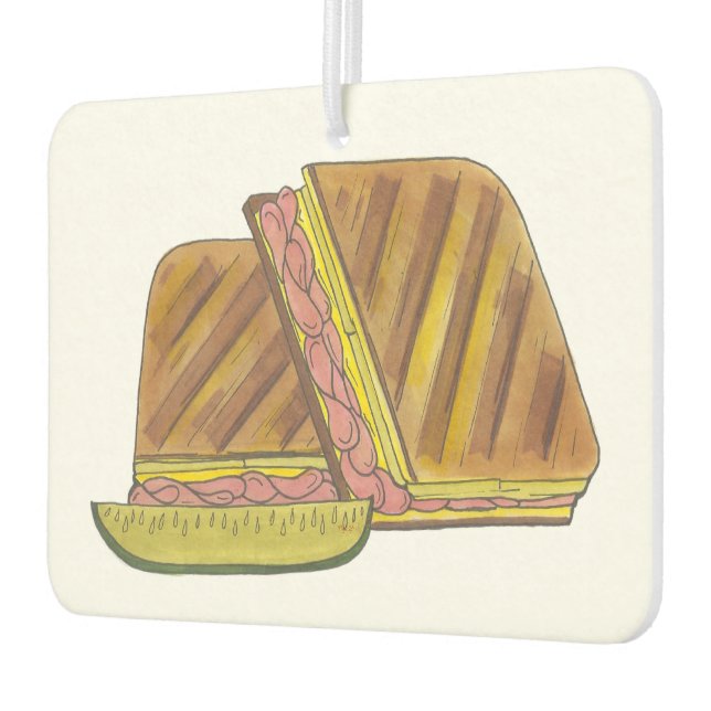 Classic Miami Cuban Sandwich Ham Pork Swiss Cheese Car Air Freshener (Left)
