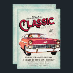 Classic Mid Century Car | Vintage 60th Birthday Invitation<br><div class="desc">'Come celebrate a classic' with this personalised 60th birthday invitation, perfect for anyone who is a lover of classic cars. Rev up your engines and roll on over, celebrate your guy’s event with this retro car birthday invitation! Add your custom wording to this design by using the "Edit this design...</div>