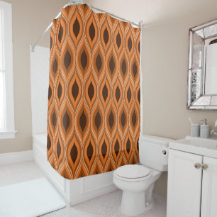 Classic mid century orange and brown ogee pattern shower curtain