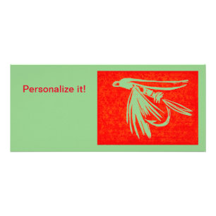 Classic midge wet fly, fly tying, fly fishing art rack card