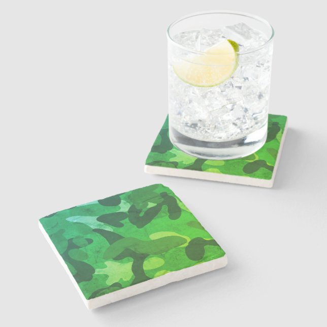 Classic Military Camo Pattern Stone Coaster (Side)