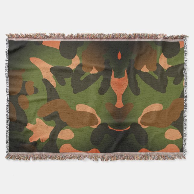 Classic Military Camo Pattern Throw Blanket (Front)