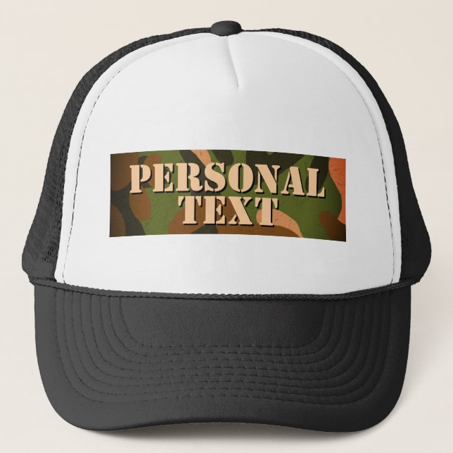 Classic Military Camo Personal Text Trucker Hat (Front)