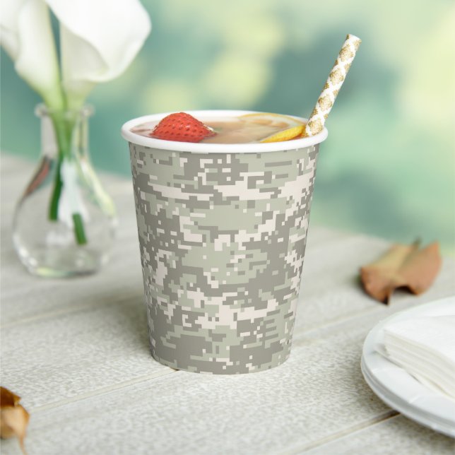 Classic Military Digital Camo Pattern Paper Cups (Insitu)