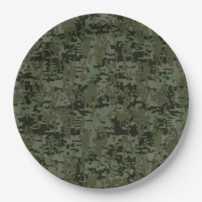 Classic Military Digital Camo Pattern Paper Plate (Front)