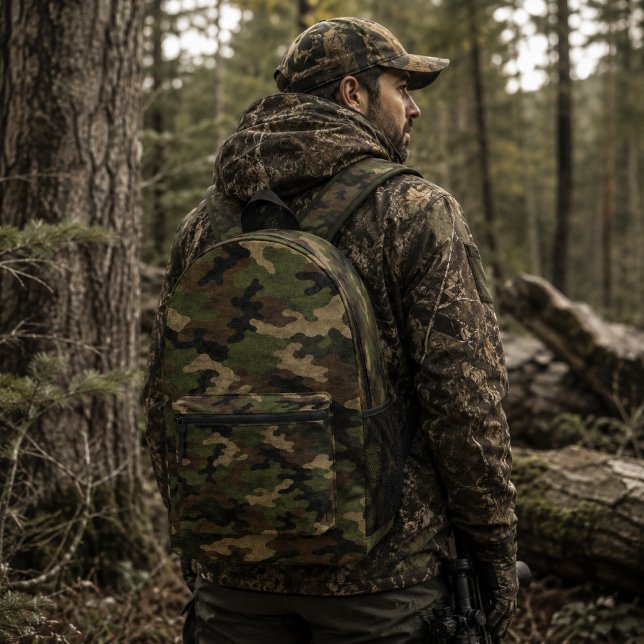 Classic Military Woodland Camouflage Pattern Printed Backpack (Creator Uploaded)