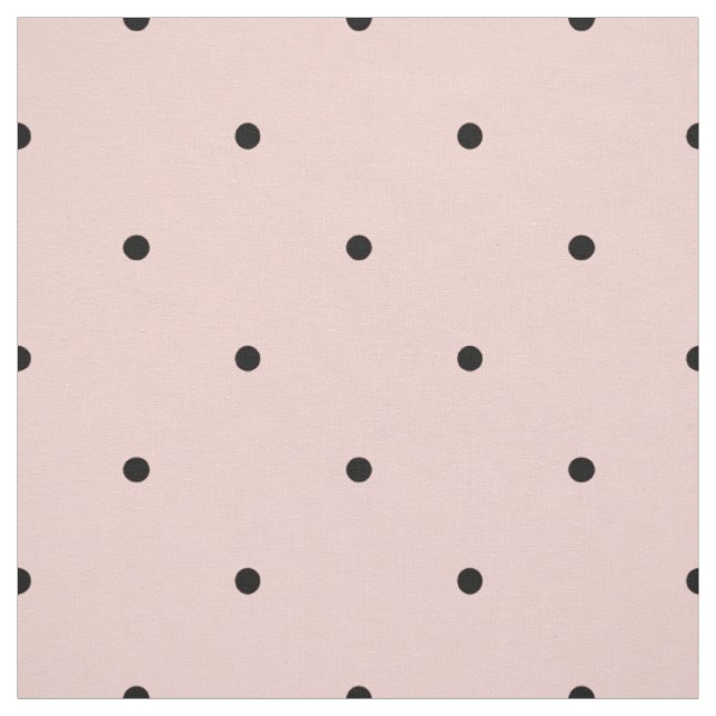 Classic Mini Black & Baby Pink Polka Dots Pattern Fabric (Swatch)