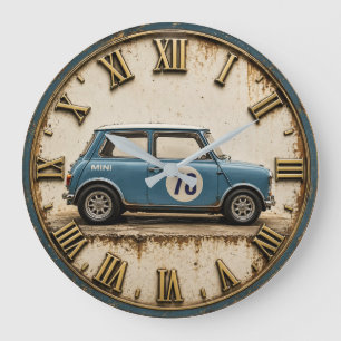 Classic Mini Cooper Vintage British Racing Garage Large Clock