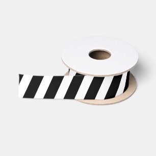 Classic Minimal Black and White Striped Satin Ribbon