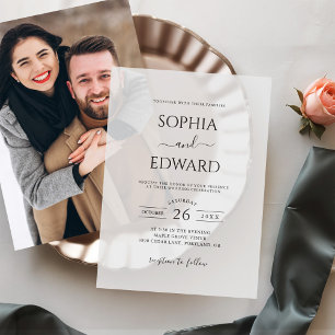 Classic Minimal Black and White Wedding Vellum Invitations