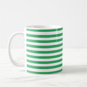 Classic Minimal Green and White Horizontal Striped Coffee Mug