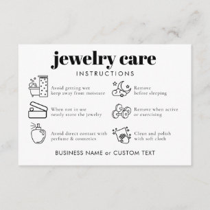 Classic Minimal Jewellery Care Thank You Business Enclosure Card
