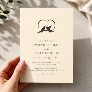 Classic Minimal Lovely birds Romantic Wedding Invitation