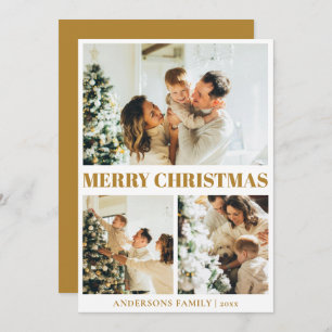 Classic Minimal Merry Christmas Mustard Gold Holiday Card