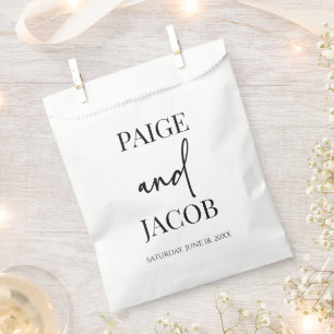 Classic Minimal Minimalist Custom Names Wedding Favour Bags