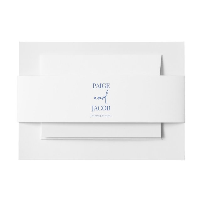 Classic Minimal Minimalist Custom Names Wedding Invitation Belly Band (Front Example)