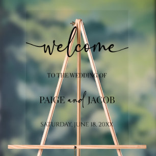 Classic Minimal Minimalist Wedding Welcome Acrylic Sign