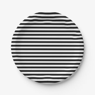 Classic Minimal Modern Black and White Striped Paper Plate