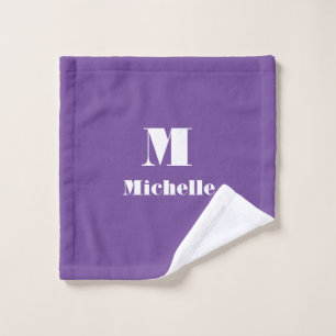 Classic Minimal Modern Name Initial Letter Purple  Wash Cloth