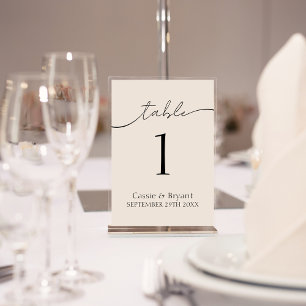 Classic Minimal Modern Script Wedding Table Number