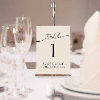 Classic Minimal Modern Script Wedding Table Number
