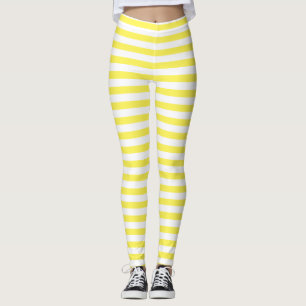 Classic Minimal Modern Yellow and White Striped  Leggings