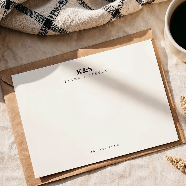 Classic Minimal Monogram Couple Stationery Card (Creator Uploaded)