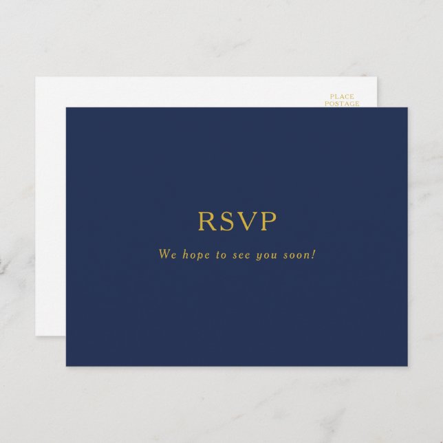 Classic Minimal Navy Blue | Gold Song Request RSVP Postcard (Front/Back)