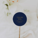Classic Minimal Navy Blue Gold Thank You Wedding Round Sticker<br><div class="desc">This classic minimal navy blue gold thank you wedding classic round sticker is great for a simple modern romantic and elegant wedding. The dark navy blue colour palette and minimal vintage typography give it a classy chic formal touch. The design is flexible, perfect for a basic contemporary evening, spring, fall,...</div>