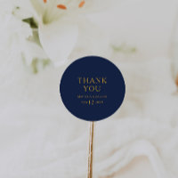 Classic Minimal Navy Blue Gold Thank You Wedding