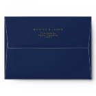 Classic Minimal Navy Blue Gold Wedding Invitation