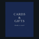 Classic Minimal Navy Blue Silver Cards and Gifts Poster<br><div class="desc">This classic minimal navy blue silver cards and gifts poster is great for a simple modern romantic and elegant wedding. The dark navy blue colour palette and minimal vintage typography give it a classy chic formal touch. The design is flexible, perfect for a basic contemporary evening, spring, fall, summer, or...</div>