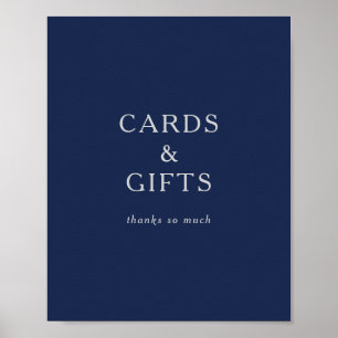 Classic Minimal Navy Blue Silver Cards and Gifts Poster