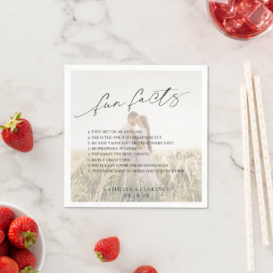 Classic Minimal Photo Fun Facts Modern Wedding Napkin