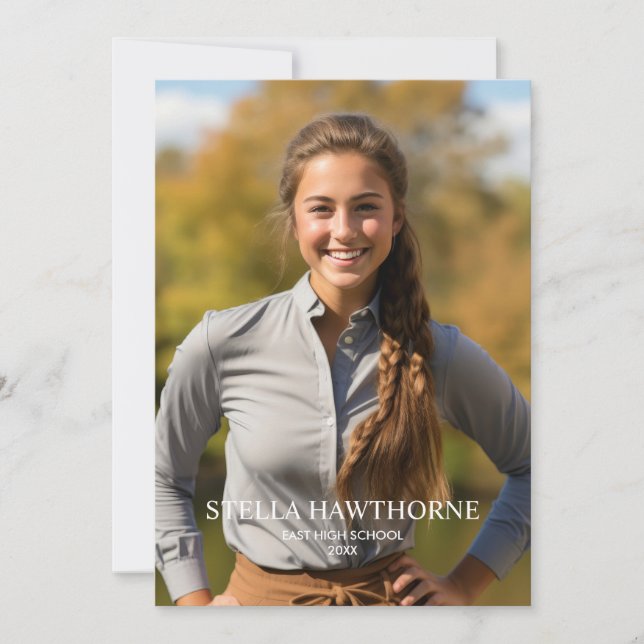 Classic Minimal Photo Graduation Announcement (Front)