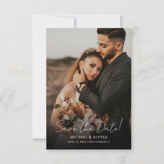 Classic Minimal Photo Handwriting Script Wedding Save The Date