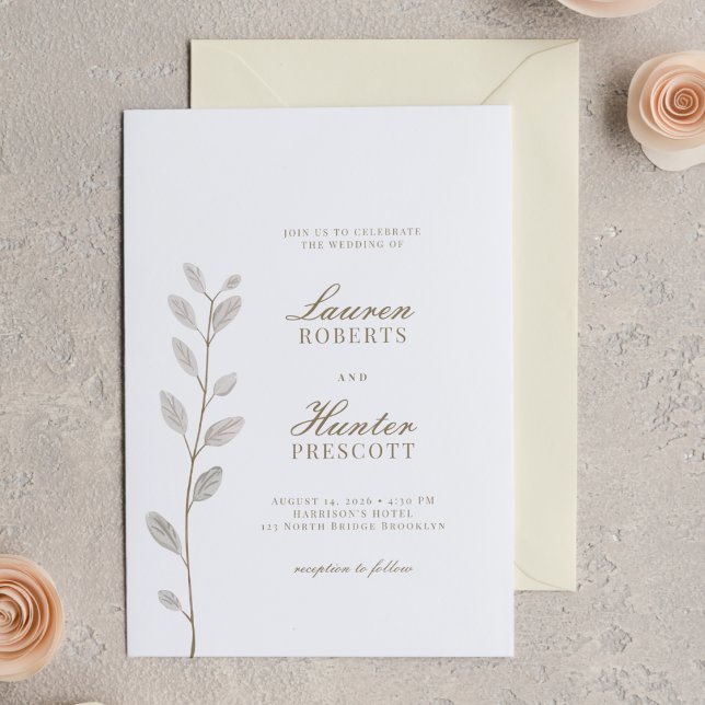 Classic Minimal Soft Ivory Floral Wedding Invitation (Creator Uploaded)