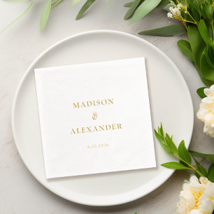 Classic Minimal Wedding Gold Foil Stamped Napkins