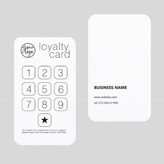 CLASSIC MINIMAL WHITE LOGO BUSINESS LOYALTY CARD  (Creator Uploaded)