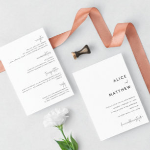 Classic Minimalist All in One Black/White Wedding Invitation